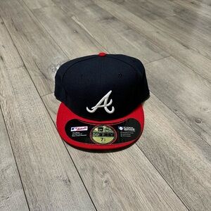 Atlanta Braves New Era 59FIFTY Fitted Hat Navy Red Size 7 1/2